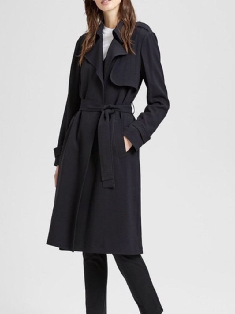 Theory Oaklane Crepe Belted Trench Coat
